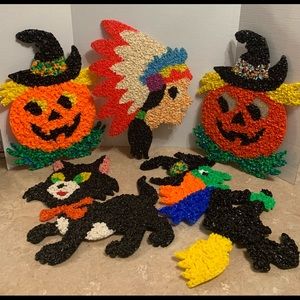 Vintage Rare confetti multi colored plastic popcorn Characters